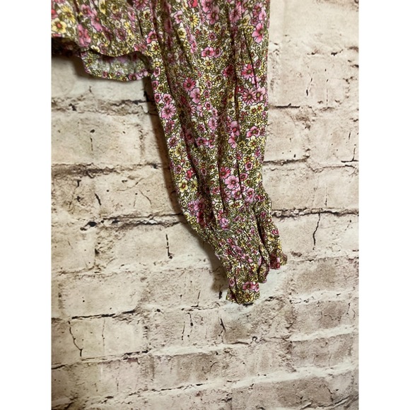 H&M Crop Top Women Medium Ditsy Micro Floral Milk Maid Babydoll Ruffles Romantic - Picture 7 of 13